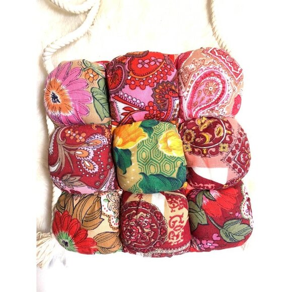 Vintage 60s Quilted Pillow Bag Patchwork Paisley - Picture 2 of 7